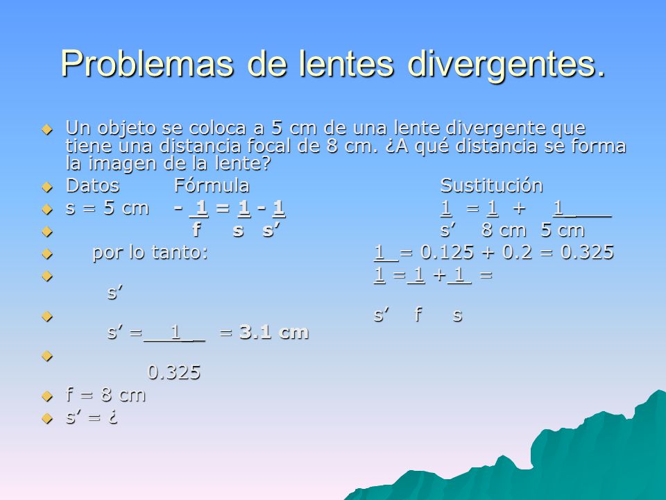 Lentes divergentes ejercicios resueltos sale